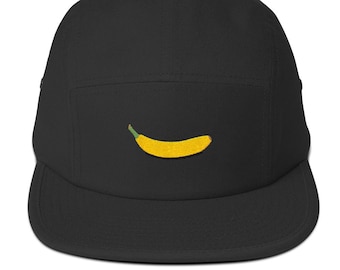 Unisex 5 panel cap / hat with embroidered banana