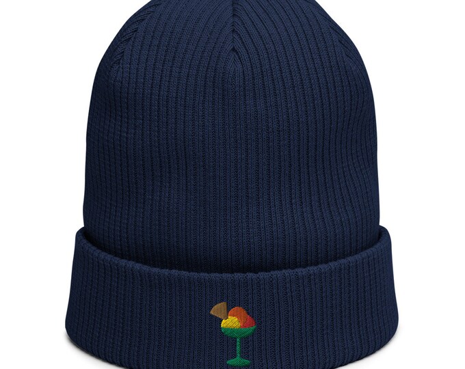 Organic ribbed beanie embroidered with Sundae