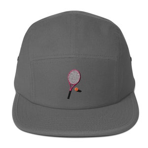 Unisex 5 panel cap / hat with embroidered tennis racket image 6