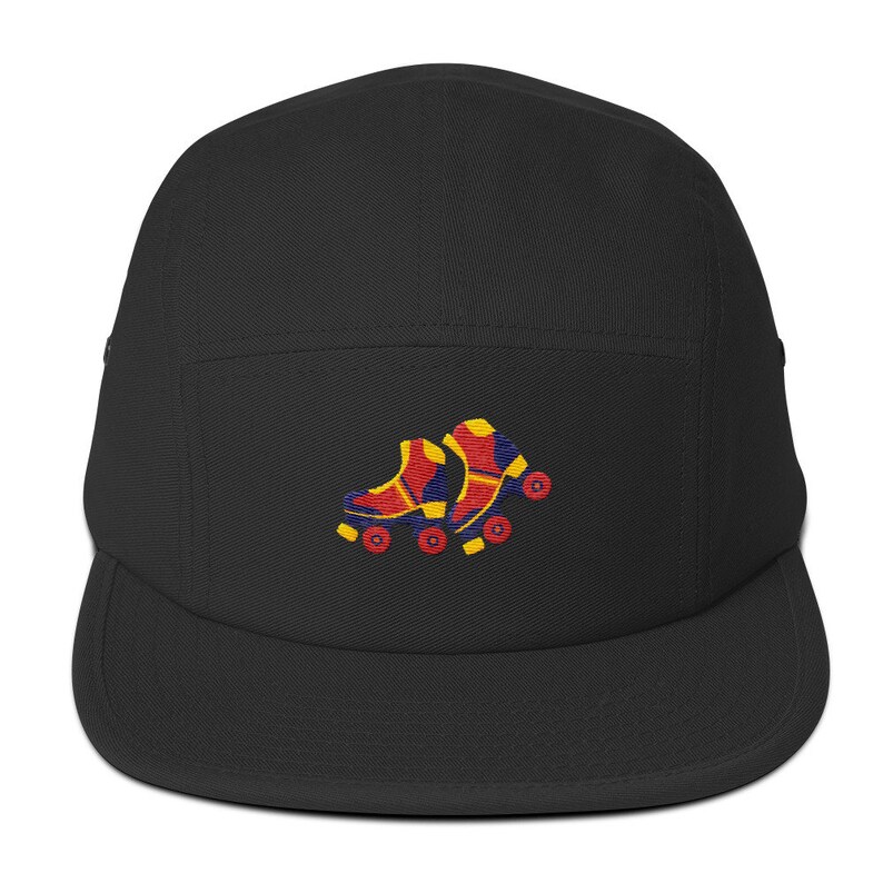 5 Panel Camper Cap Cap Embroidered/Embroidered Roller Skates/Roller Skates image 3