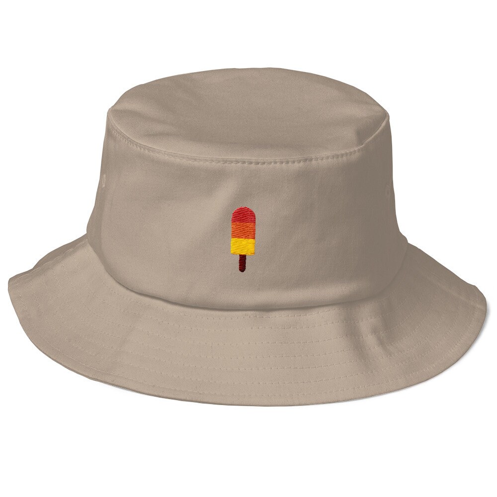 Unisex Fishing Hat in Vintage Style With Embroidered Popsicle / Popsicle 