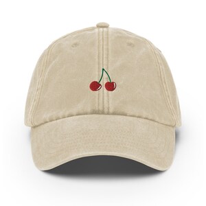 Unisex Vintage Style Cap / Dad Hat / Baseball Cap Embroidered with Cherries / Cherries image 5