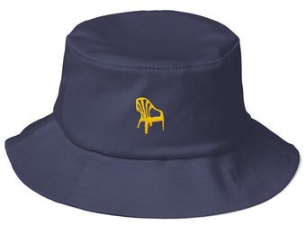 Old School Bucket Hat with embroidered Monobloc Plastic Chair