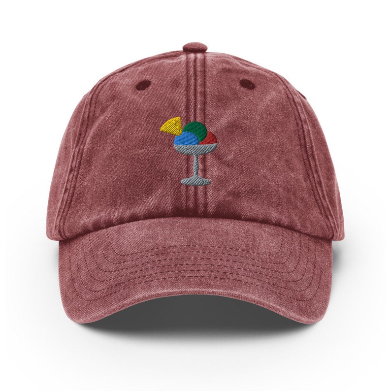 Unisex Vintage Style Cap / Dad Hat / Baseball Cap Embroidered Ice Cream / Cup of Ice Cream image 4