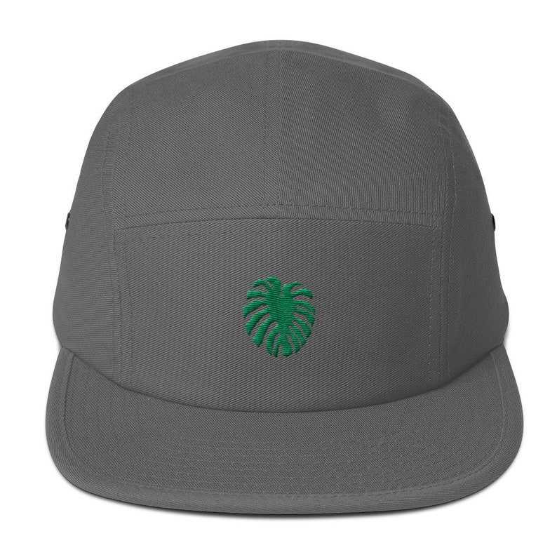 Unisex 5 panel cap / hat with embroidered monstera image 5