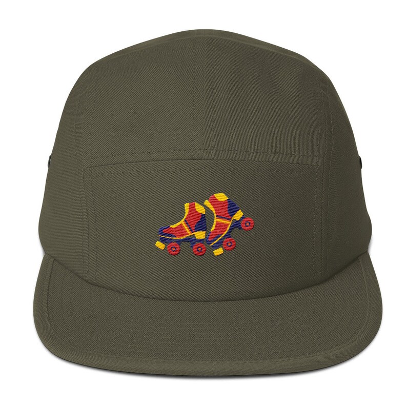 5 Panel Camper Cap Cap Embroidered/Embroidered Roller Skates/Roller Skates image 4