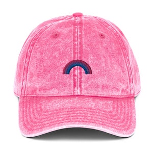 Bisexual Vintage-Style-Cap / Mom & Dad Hat / Baseball Cap besticktem Bisexual Regenbogen / Rainbow