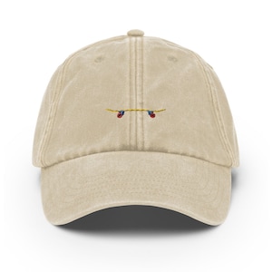 Vintage Style Dad Hat embroidered with Skateboard