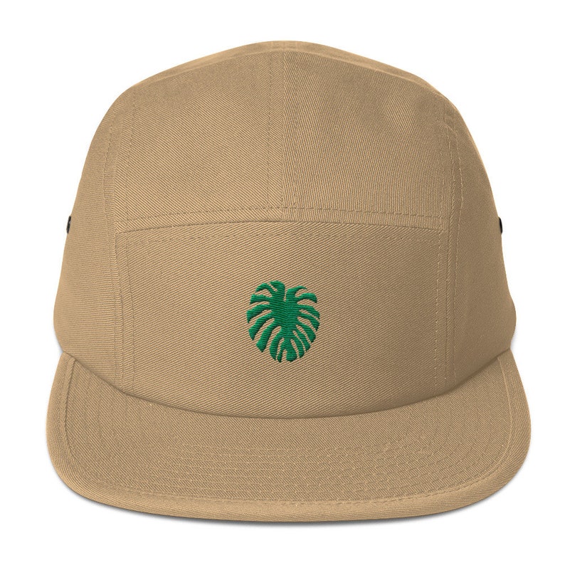 Unisex 5 panel cap / hat with embroidered monstera image 6