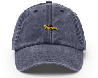 Vintage Hat embroidered with yellow sports car