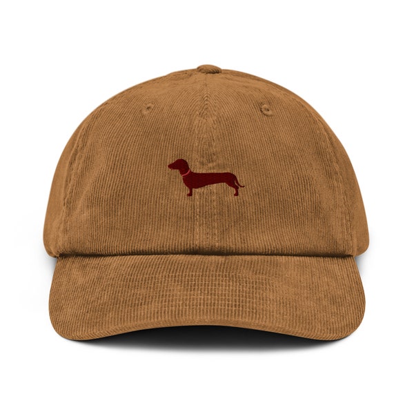Corduroy hat embroidered with Dachshund