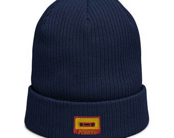 Organic ribbed beanie embroidered with Tape