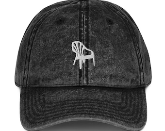 Unisex Vintage-Style-Cap / Dad Hat / Baseball Cap besticktem Plastik Stuhl / Plastic Chair