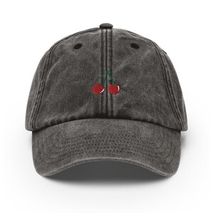 Unisex Vintage Style Cap / Dad Hat / Baseball Cap Embroidered with Cherries / Cherries image 2