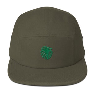 Unisex 5 panel cap / hat with embroidered monstera image 3