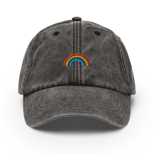 Unisex Vintage Style Cap / Dad Hat / Baseball Cap Embroidered Rainbow / Rainbow
