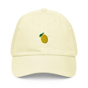 Unisex Dad Hat / Baseball Cap Pastel Embroidered with Lemon / Lemon