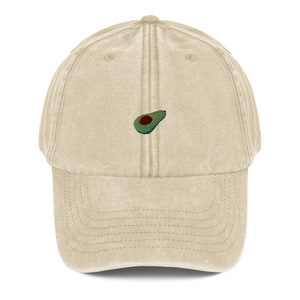 Unisex Vintage Style Cap / Dad Hat / Baseball Cap Embroidered Avocado image 5