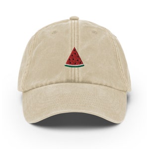 Unisex Vintage Dad Hat embroidered with Melon Slice image 1