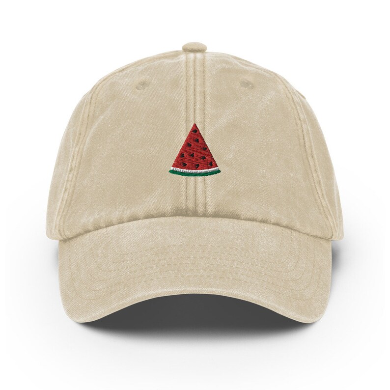 Unisex Vintage Dad Hat embroidered with Melon Slice image 1