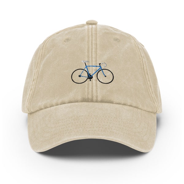 Unisex Vintage-Style-Cap / Dad Hat / Baseball Cap besticktem Race Bike/Rennrad