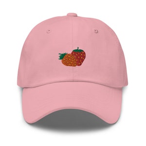Unisex Dad Hat / Baseball Cap Embroidered with Strawberries / Strawberries image 1