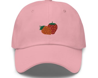 Unisex Dad Hat / Baseball Cap Embroidered with Strawberries / Strawberries