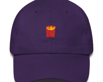 Tech Design French Fries Embroidered Dad Hat - Adjustable Cotton Baseball Cap, Light Pink, One Size Fits All