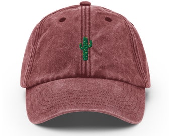 Unisex Vintage Style Cap / Dad Hat / Baseball Cap Embroidered Cactus / Succulent