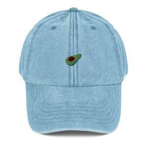 Unisex Vintage Style Cap / Dad Hat / Baseball Cap Embroidered Avocado image 4