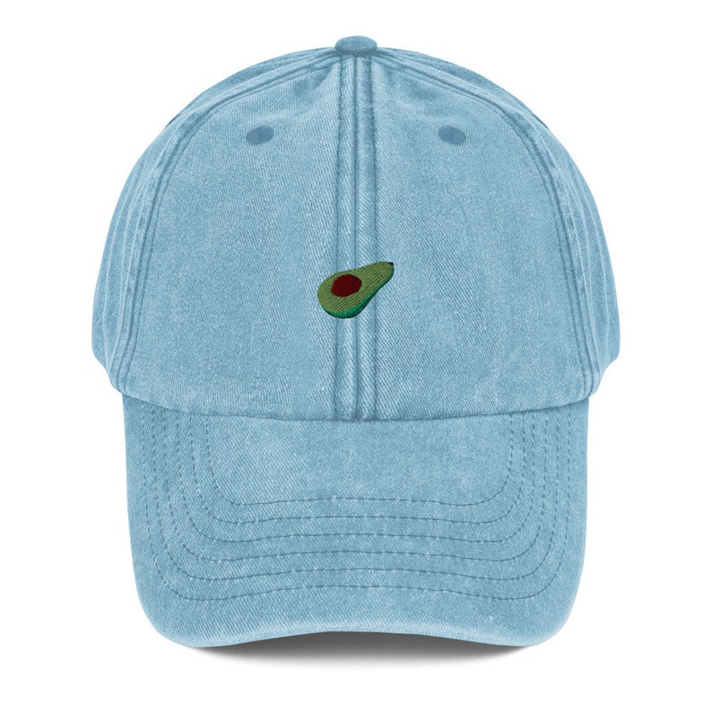 Unisex Vintage Style Cap / Dad Hat / Baseball Cap Embroidered Avocado image 4