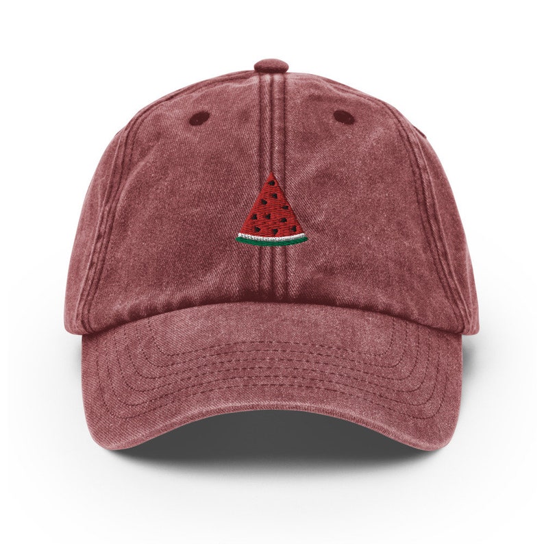 Unisex Vintage Dad Hat embroidered with Melon Slice image 4