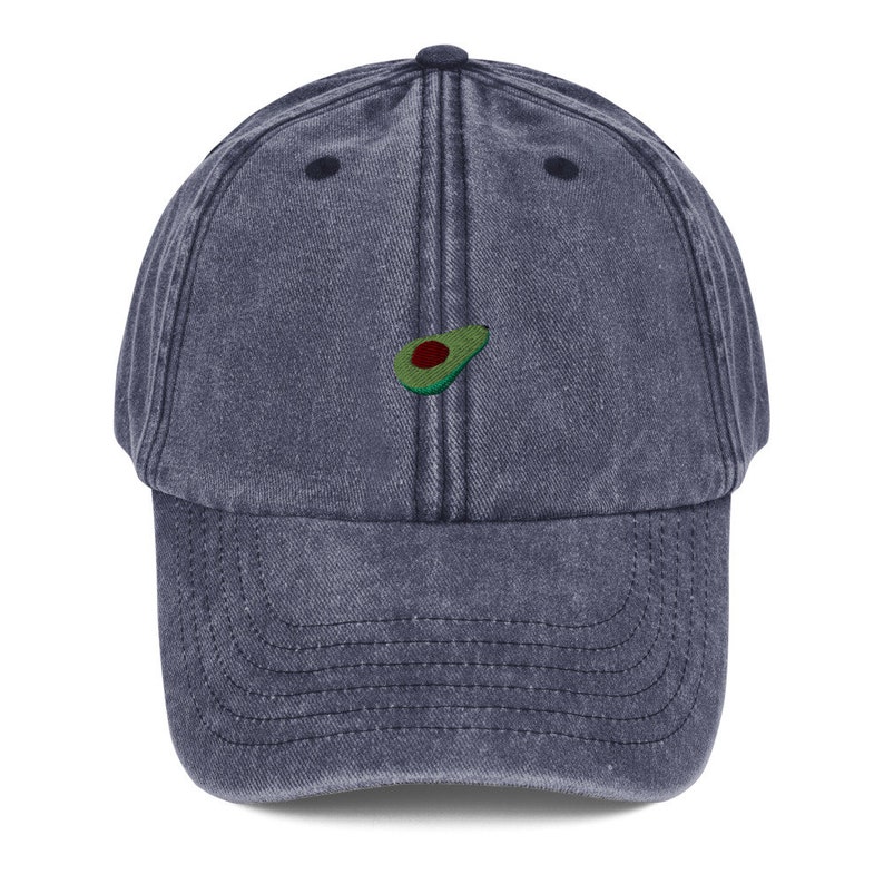 Unisex Vintage Style Cap / Dad Hat / Baseball Cap Embroidered Avocado image 2