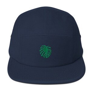 Unisex 5 panel cap / hat with embroidered monstera image 4