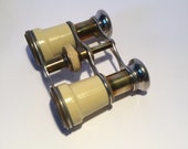 Vintage 1930s Ivorine Opera Glasses, Antique Theatre Glasses, Brass, Binoculars