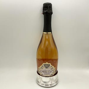 Sterling Silver Wine Bottle Coaster, Vintage Bottle Stand, 9cm Bottle Holder, Gift Bag