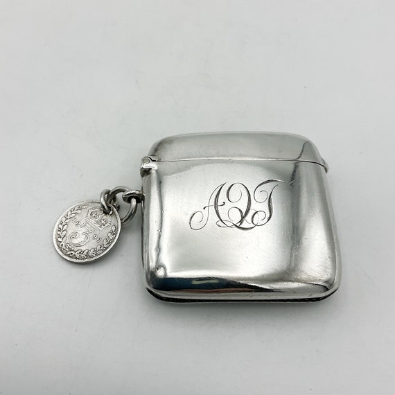 【ひろ】GLAD HAND & Co. SILVER VESTA CASE Antique Sterling Silver Vesta Case, Solid Silver Match Safe