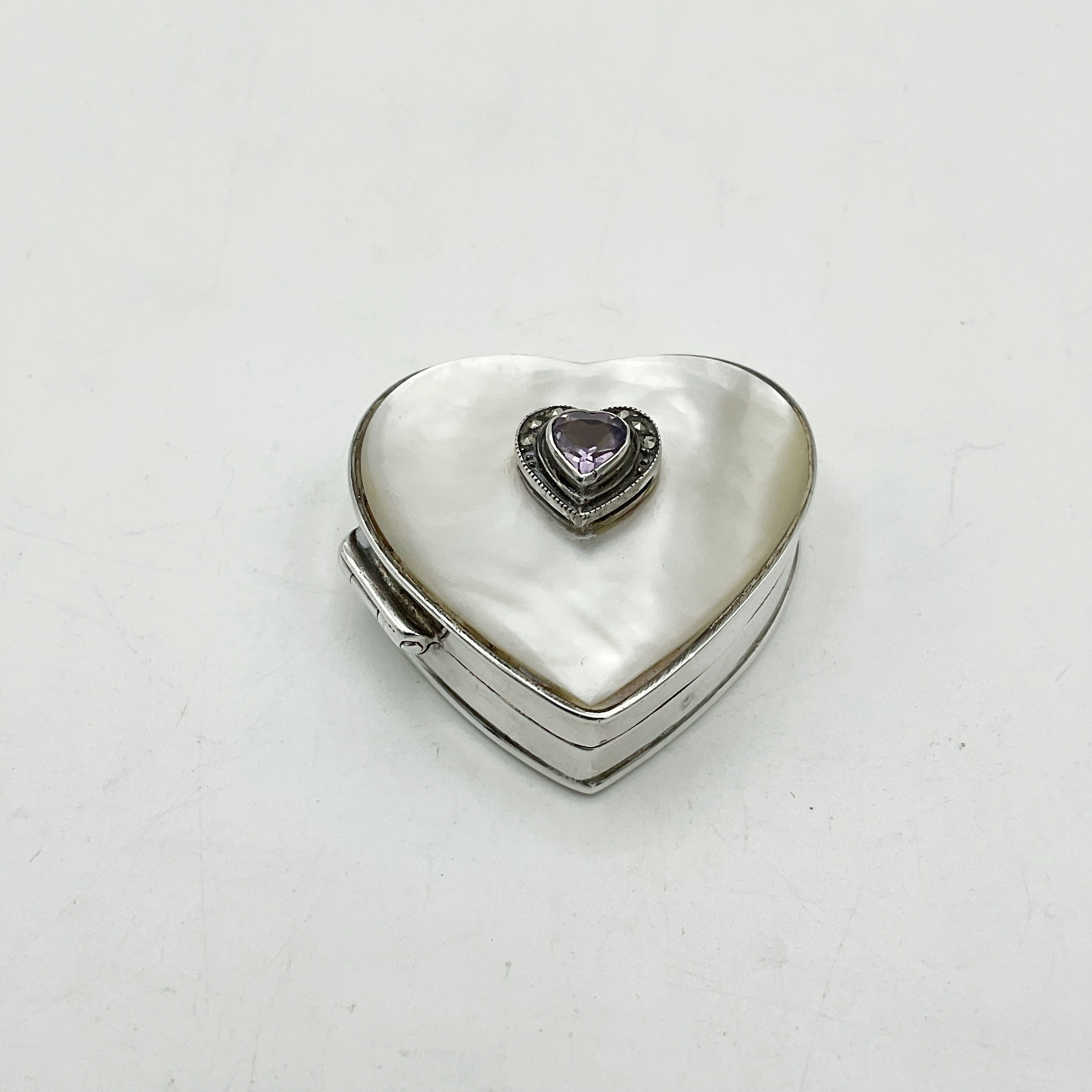 Sterling Silver Pill Box, Mother of Pearl, Vintage Pill Case Sterling Silver Pill Box, Mother of Pearl, Vintage Pill Case