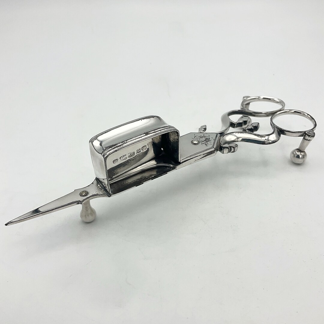 Antique Candle Snuffer, Candle Snuffing Scissors, Silver Plated, Mid