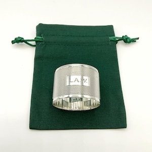 Vintage 1946 Sterling Silver Napkin Ring, LAW Engraved, Gift Bag