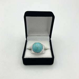 Turquoise Silver Ring, Silver Statement Ring, Gift Box, Natural Turquoise, 925 Silver