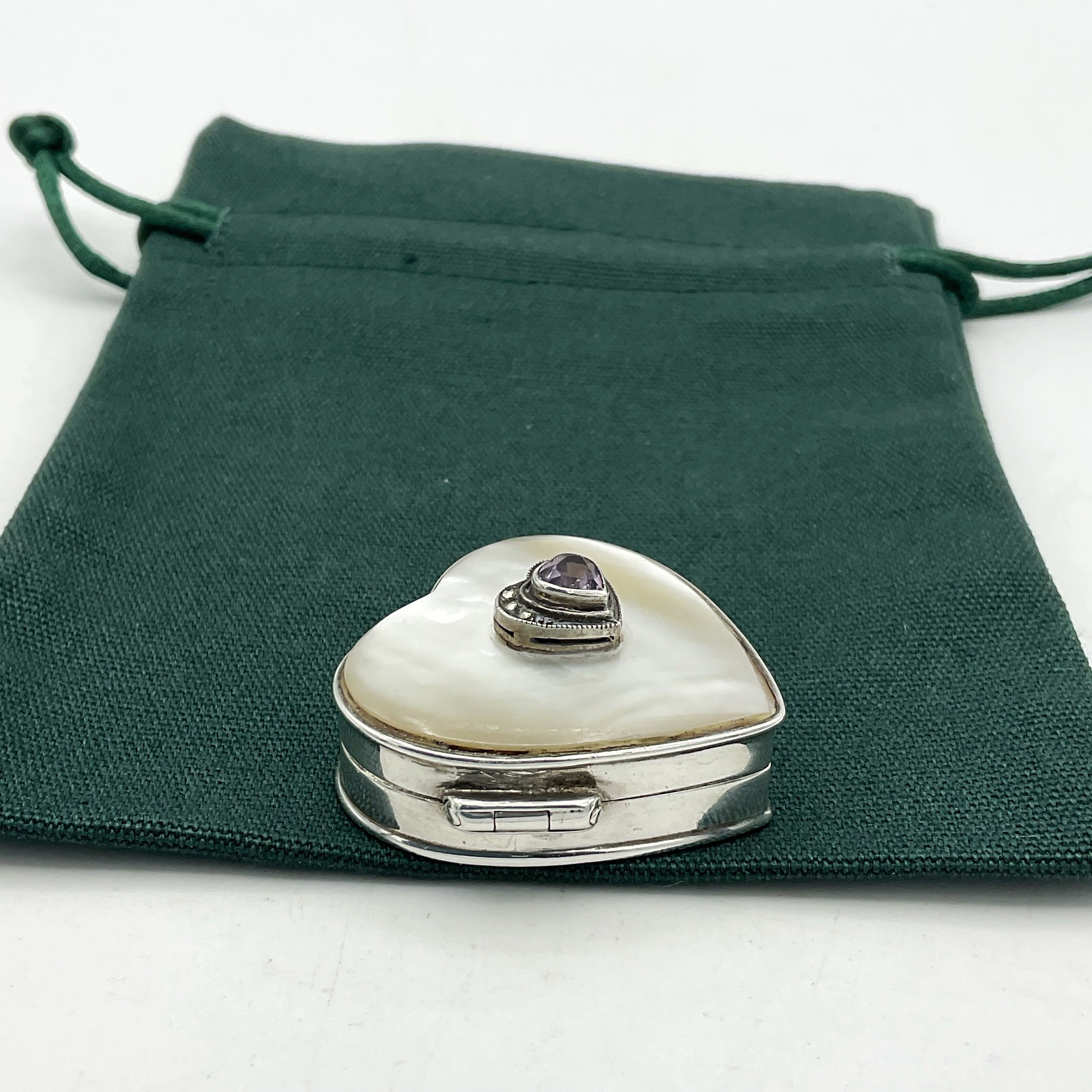 Sterling Silver Pill Box, Mother of Pearl, Vintage Pill Case