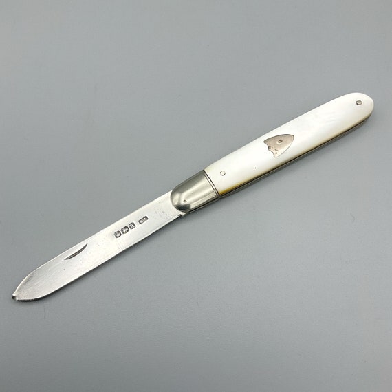 Antique Silver Fruit Knife, Sterling Silver Blade, Mother of Pearl Handle,  MOP, Hallmarked 1918, English Folding Fruit Knife, Solid Silver - Etsy  Denmark