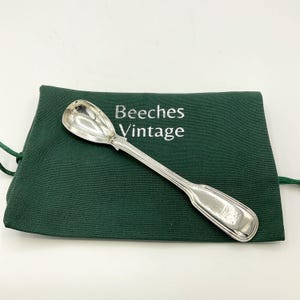 Antique 1835 Large Sterling Silver Condiment or Mustard Spoon in a Gift Bag, Salt Spoon