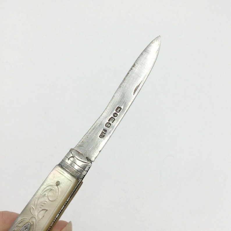 Antique Sterling Silver Fruit Knife 1800s Victorian Folding Etsy