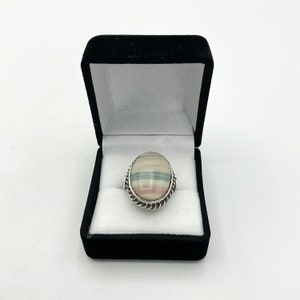 Banded Agate Silver Ring, Gift box