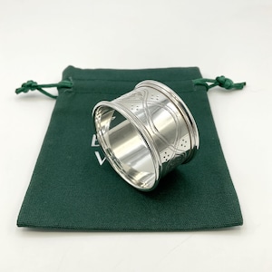 Antique 1909 Sterling Silver Napkin Ring, Serviette Ring, Gift Bag