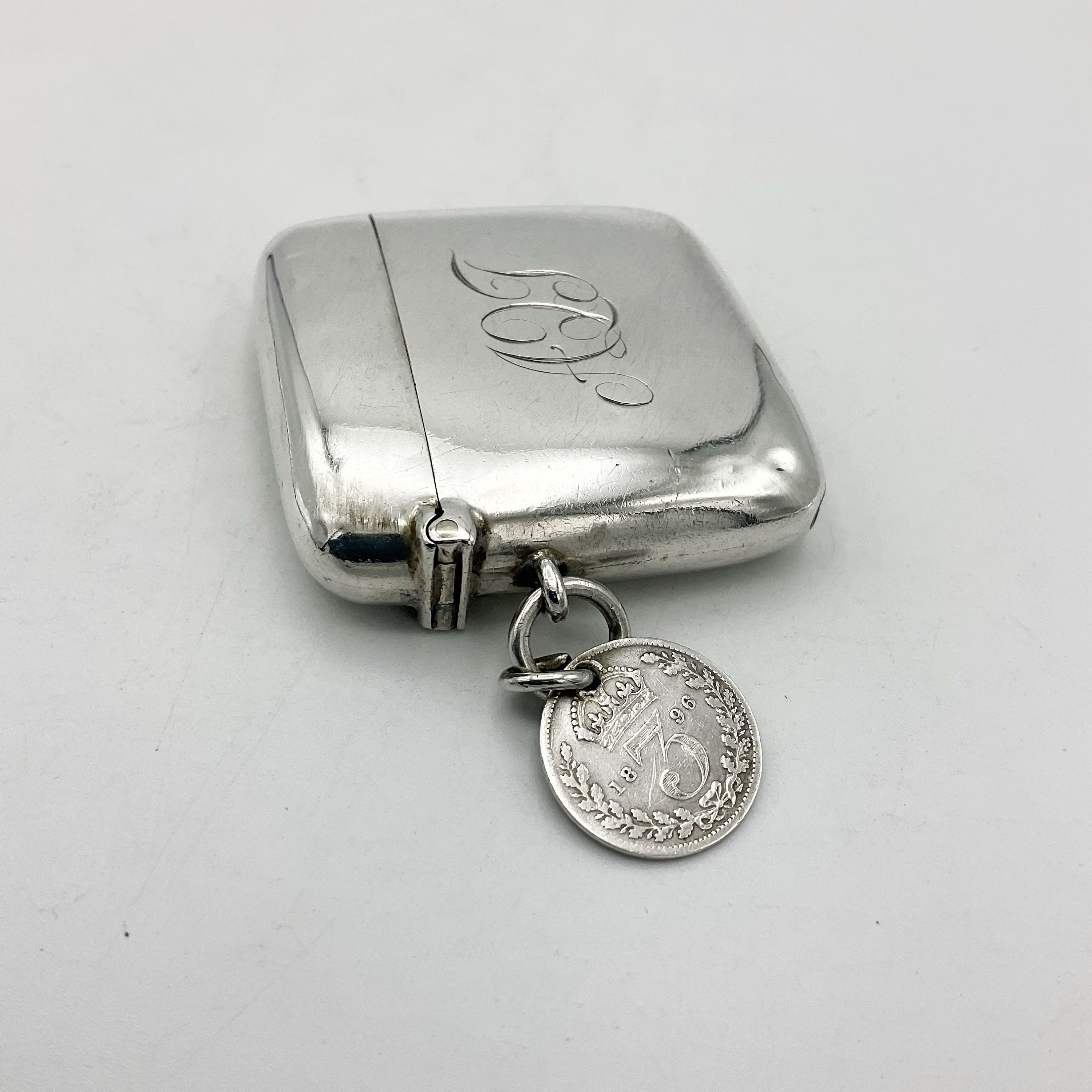 Antique Sterling Silver Vesta Case, Solid Silver Match Safe