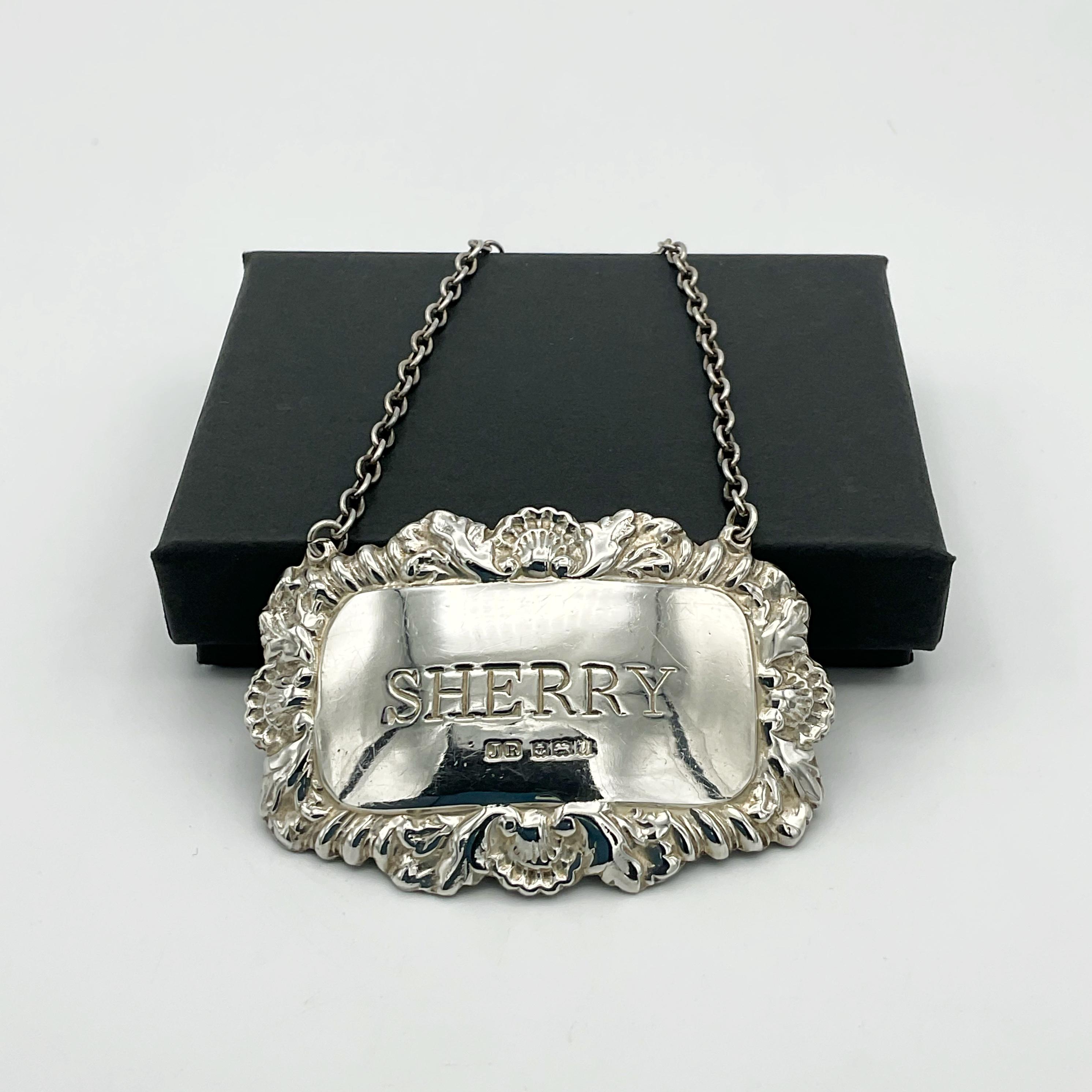 Sherry Sterling Silver Hallmarked Decanter Label (Brandy Shown For