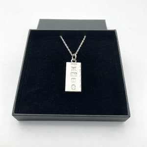 Vintage 1970s Sterling Silver Ingot Pendant Necklace, Gift Box